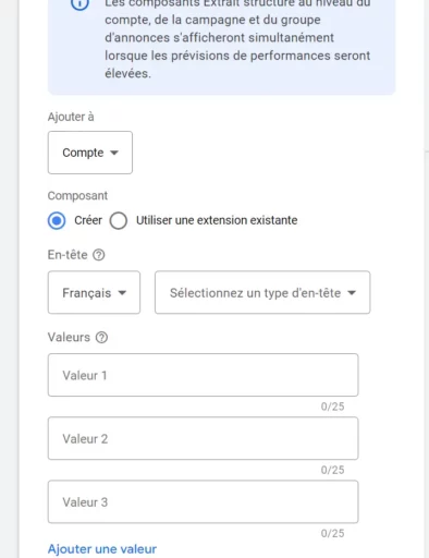 comment ajouter des extraits de site google ads