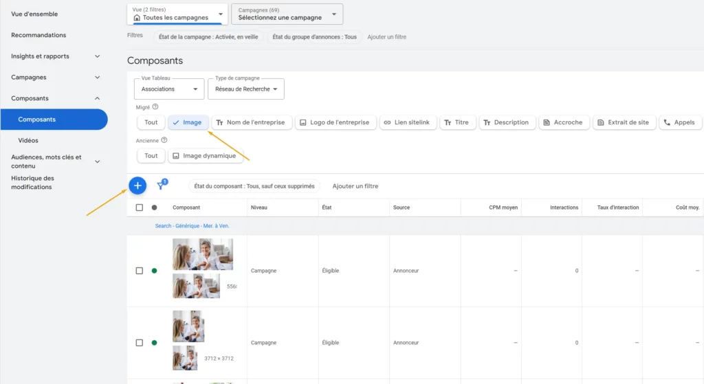 configurer les extensions d'image sur google ads