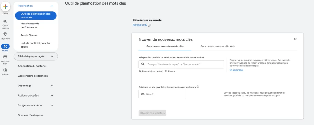 keyword planner de google ads