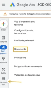 Où trouver sa facture Google Ads