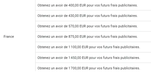 détails des offres de code promo google ads