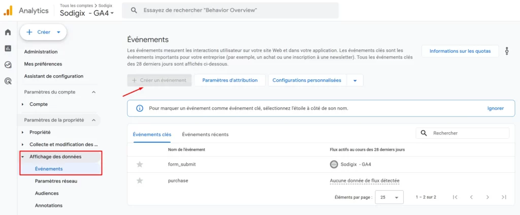 Comment créer un événement depuis son GA4
