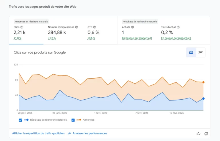 analyse google merchant center fiches shopping
