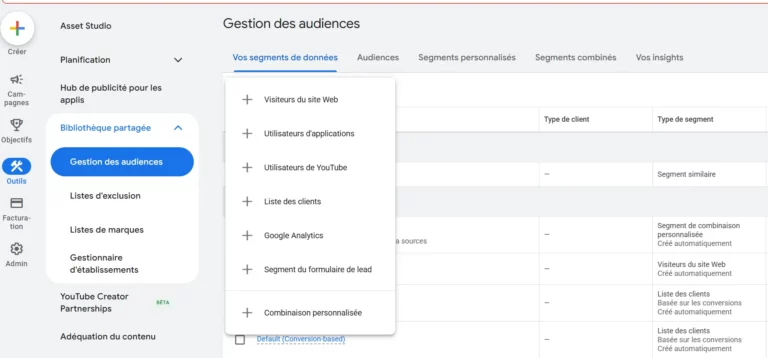 créer une audience Google Ads