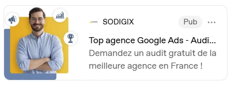 Exemple d'annonce ChatGPT Ads pour une agence Google Ads, encart sponsorisé sous une réponse ChatGPT