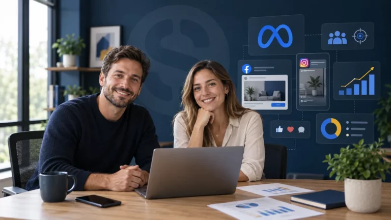 publicite meta ads facebook instagram sodigix Deux consultants SODIGIX préparent une campagne de publicité Meta Ads sur Facebook et Instagram